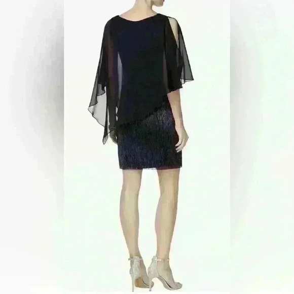 Connected Apparel Cape Overlay Metallic Dress Size 12 - Picture 5 of 6